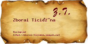 Zborai Ticiána névjegykártya